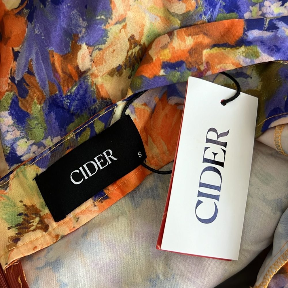 CIDER ASYMMETRIC HEM FLORAL MIDI DRESS S - Picture 9 of 10